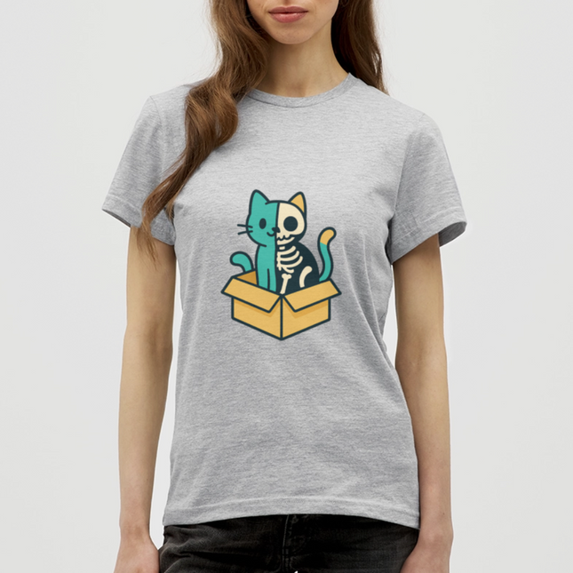 Schrödinger’s Katze - Frauen T-Shirt - Grau meliert