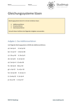 Gleichungssysteme lösen – 40 Mathe-Aufgaben als kostenloses PDF mit Lösungen