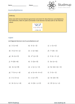 Ausklammern & Ausmultiplizieren – kostenloses Mathe-Arbeitsblatt mit Theorie & Übungen