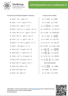 Arbeitsblatt Schnittpunkte linearer & quadratischer Funktionen berechnen (PDF)