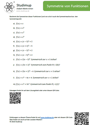 Arbeitsblatt zum Bestimmen der Symmetrie von Funktionen