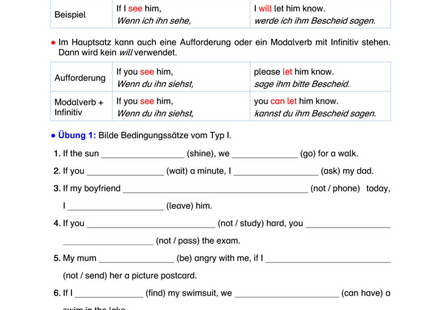 Englisch Arbeitsblatt: If-Sätze Typ I, II & III – Bedingungssätze erklärt & geübt