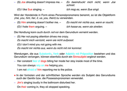 Englisch Arbeitsblatt: Gerundium mit eigenem Subjekt – Bildung & Anwendung