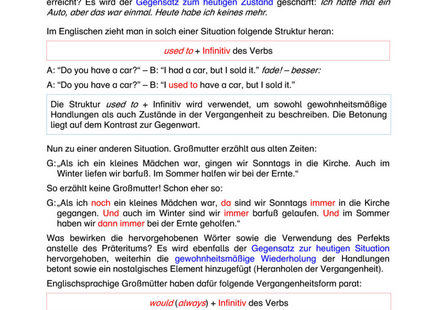 Englisch Arbeitsblatt: Vergangenheit mit used to & would – Gewohnheiten ausdrücken