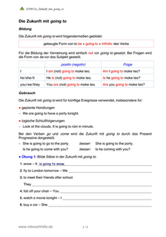 Englisch Arbeitsblatt: Zukunft mit going to – Bildung, Verneinung & Fragen
