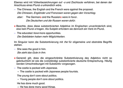 Englisch Arbeitsblatt: Substantivierung von Adjektiven – the rich, the poor & Co.