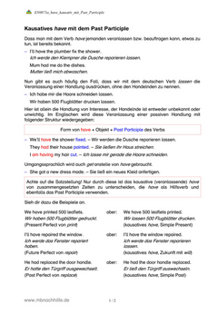 Englisch Arbeitsblatt: Kausatives have mit Past Participle – etwas machen lassen