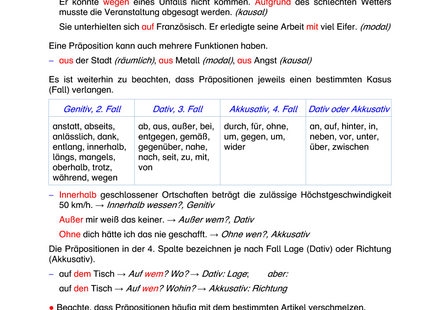 Deutsch Arbeitsblatt: Präpositionen – Bedeutung, Kasus & Anwendung im Satz