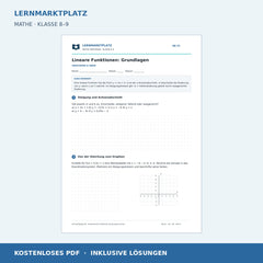 Lineare Funktionen: Grundlagen – kostenloses Mathe-Arbeitsblatt mit Lösungen (PDF) – Vorschau der ersten Arbeitsseite