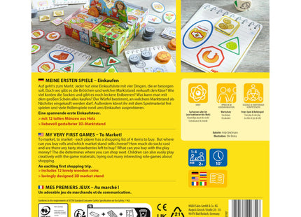 HABA Meine ersten Spiele – Einkaufen – Verpackungsrückseite mit Spielübersicht und Altersangabe