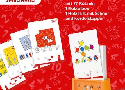 HABA Logic! CASE Starter Set 7+ – Solo-Challenge – Spielinhalt mit 40 Karten und 77 Bilderrätseln