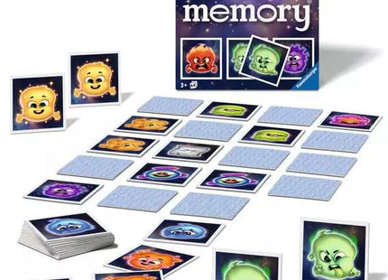 memory Emotionen: ausgelegte Karten mit Gefühlsmotiven und Verpackung