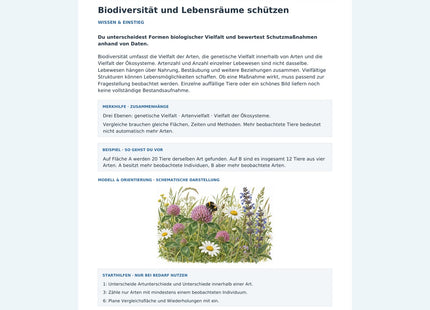 Biodiversität und Lebensräume schützen – Vorschau des Biologie-Arbeitsblatts