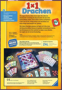 Ravensburger 1x1 Drachen – Einmaleins-Spiel ab 7 Jahren – Rückseite mit Spielablauf