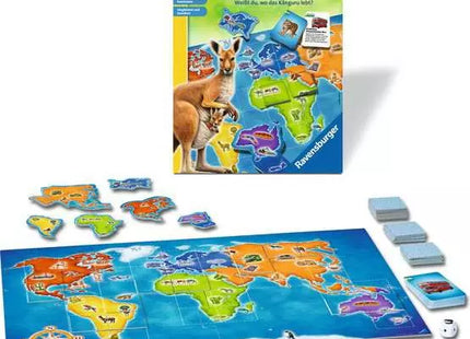 Ravensburger Entdecke die Welt – Erdkunde-Lernspiel ab 5 Jahren – Spielmaterial und Details