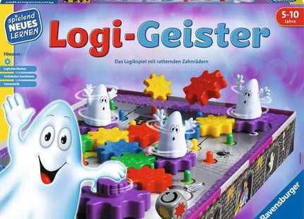 Ravensburger Logi-Geister – Zahnrad-Logikspiel ab 5 Jahren – Spielschachtel mit Zahnrad-Geisterbahn
