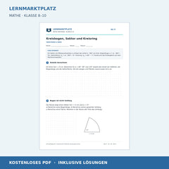Kreisbogen, Sektor und Kreisring – kostenloses Mathe-Arbeitsblatt mit Lösungen (PDF)