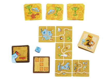 HABA Logik-Labyrinth – Wege legen und Schätze finden – Spielaufbau mit Wegkarten, Aufträgen und Schätzen