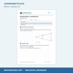 Strahlensätze: Verhältnisse – kostenloses Mathe-Arbeitsblatt mit Lösungen (PDF)