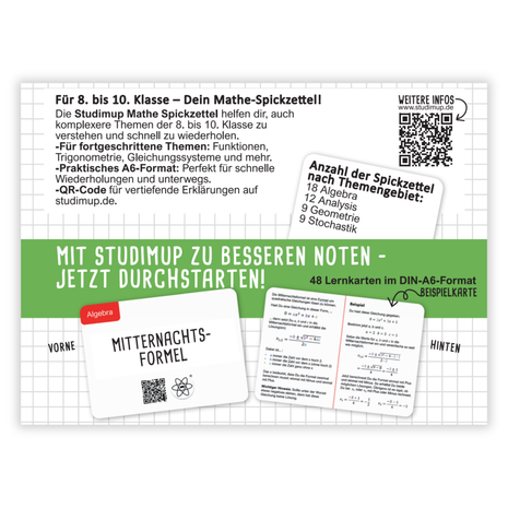 Mathe Spickzettel A6 Pro: Lernkarten für die 8.-10. Klasse