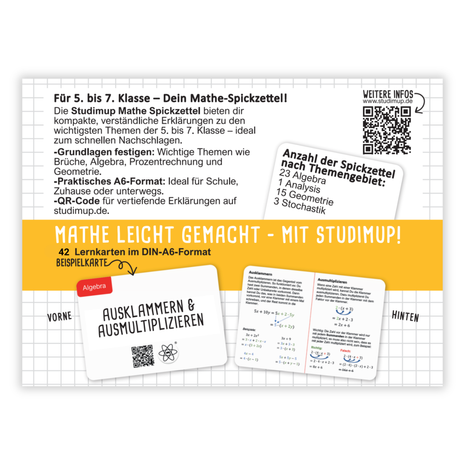 Mathe Spickzettel A6 Pro: Lernkarten für die 5.-7. Klasse