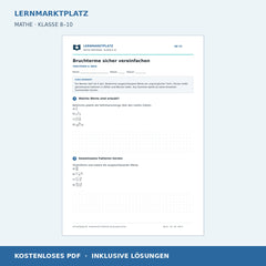 Bruchterme sicher vereinfachen – kostenloses Mathe-Arbeitsblatt mit Lösungen (PDF)