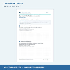 Exponentielle Modelle anwenden – kostenloses Mathe-Arbeitsblatt mit Lösungen (PDF)