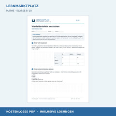 Vierfeldertafeln verstehen – kostenloses Mathe-Arbeitsblatt mit Lösungen (PDF)