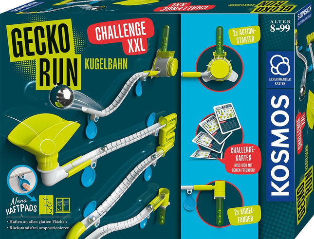 KOSMOS 621285 - Gecko Run Challenge XXL, Kugelbahn, Experimentierkasten Physik+Elektronik