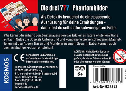 KOSMOS Die drei ??? Phantombilder ab 8 Jahren – Rückseite mit magnetischen Gesichtsmerkmalen und Altersangabe