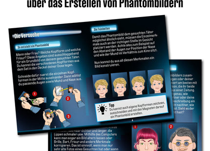 KOSMOS Die drei ??? Phantombilder ab 8 Jahren – Einblick in die bebilderte Anleitung mit Gesichtskombinationen