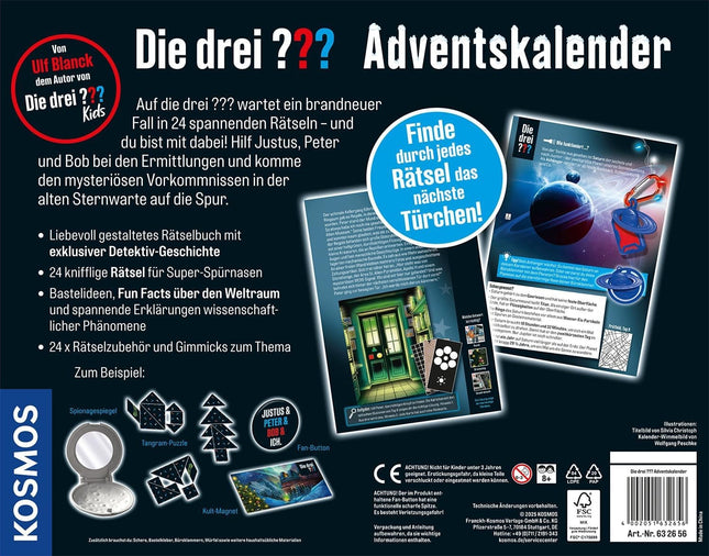 KOSMOS 632656 - Die drei ??? Adventskalender 2025, Löse die 24 Rätsel der geheimnisvollen Sternwarte