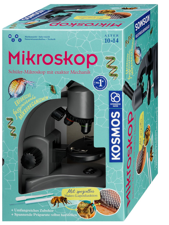 KOSMOS 636098 - Mikroskop, Schüler-Mikroskop mit exakter Mechanik, MINT-Experimentierkasten