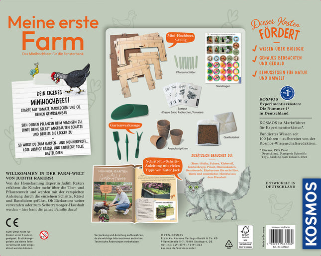 KOSMOS 637262 - Meine erste Farm, Mini-Hochbeet für die Fensterbank, Judith Rakers, MINT-Experimentierkasten