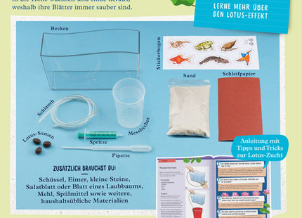 KOSMOS 637279 - Lotus-Blume, Züchte Wasserpflanzen und erforsche den Lotus-Effekt, MINT-Experimentierkasten