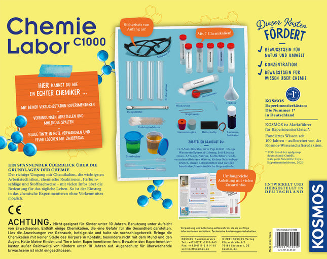 KOSMOS 645540 - Chemielabor C1000, Basis Laborausstattung - Experimentierkasten