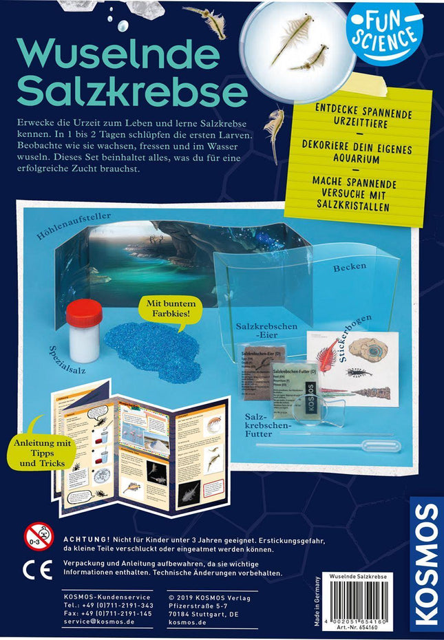 KOSMOS 654160 - Fun Scienc, Wuselnde Salzkrebse, Urzeit, Experimentierkasten