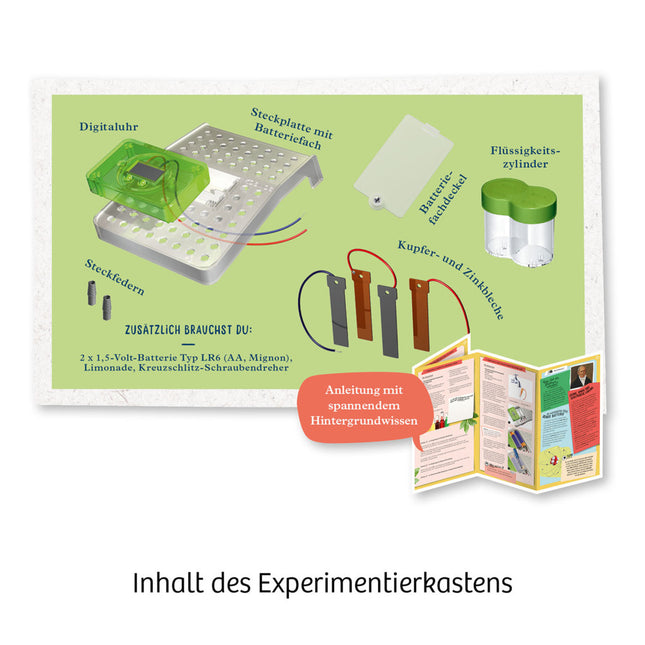 Limo-Uhr - Erzeuge Strom aus deiner Limonade - Experimentierkasten