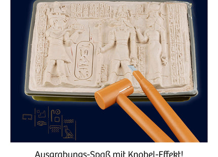 KOSMOS Pharaonen-Schatz – Ausgrabungs-Set ab 7 Jahren – Gipsblock mit Hieroglyphen-Relief und Ausgrabungswerkzeugen
