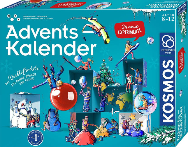 KOSMOS 661090 - Adventskalender 2025, Die schönsten Experimente zur Weihnachtszeit, Experimentierkasten mint