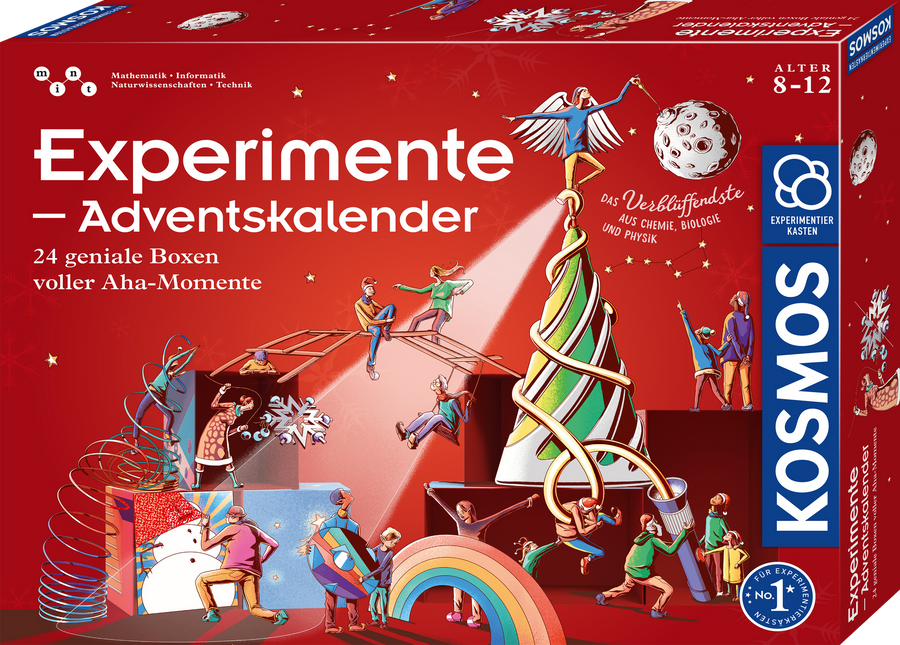 KOSMOS Experimente-Adventskalender 2026 – 24 Versuche ab 8 Jahren – Verpackung Vorderseite