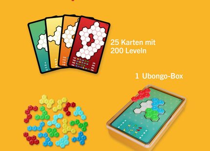 KOSMOS Ubongo! Extrem Brain Games – Solo-Puzzles mit Hex-Teilen – Ubongo-Box, 25 Aufgabenkarten und die Hex-Legeteile