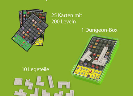 KOSMOS Into the Dungeon Brain Games – Solo-Logikspiel ab 8 Jahren – Dungeon-Box, Aufgabenkarten und zehn Weg-Legeteile