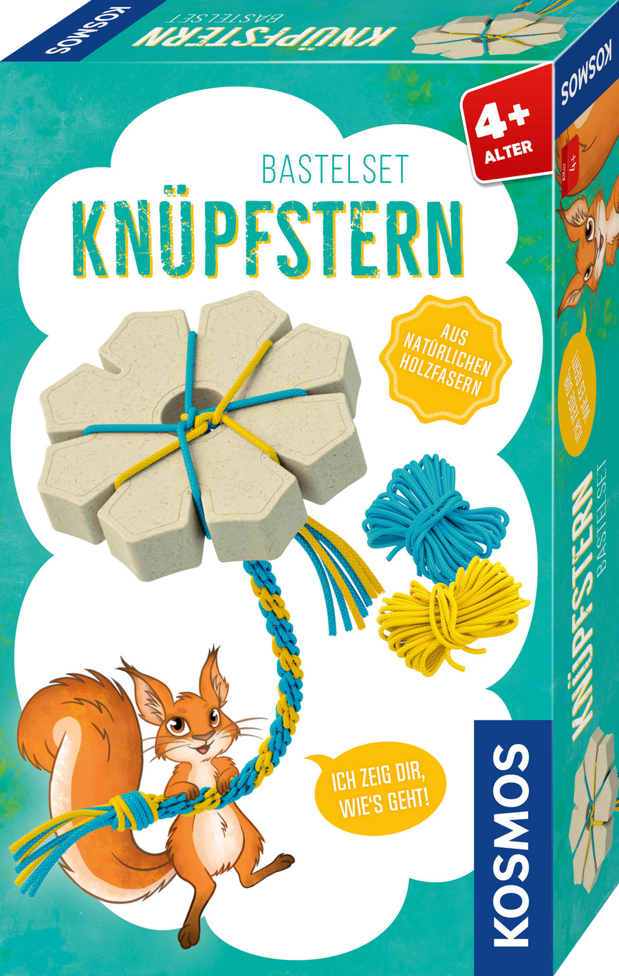 KOSMOS Knüpfstern – Bunte Kordeln selber knüpfen – Originalverpackung des Bastelsets ab 4 Jahren