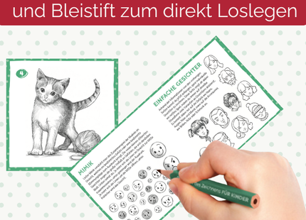 Die Kunst des Zeichnens für Kinder – Zickzack-Zeichenkarten – Zeichenkarten, Grundkurs-Booklet und Bleistift