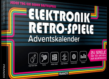 Franzi 504093 - Adventskalender Elektronik-Retro-Spiele, 24 Spiele der 70er und 80er zum Selberbauen