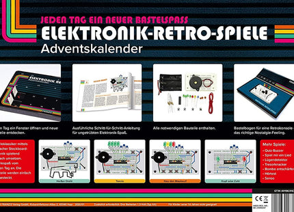 Franzi 504093 - Adventskalender Elektronik-Retro-Spiele, 24 Spiele der 70er und 80er zum Selberbauen