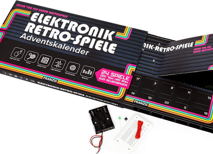 Franzi 504093 - Adventskalender Elektronik-Retro-Spiele, 24 Spiele der 70er und 80er zum Selberbauen