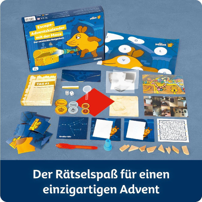 Franzis 67211 - Escape-Adventskalender mit der Maus, Der versteckte Burgschatz, 24 Rätsel