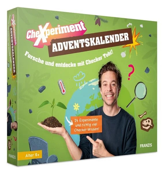 Franzis 67330 - CheXperiment Adventskalender, Forsche und entdecke mit Checker Tobi! - Experimentierkasten